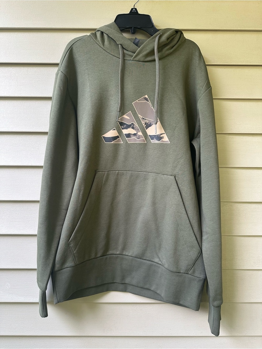 adidas Olive Green Hoodie with Camo Logo